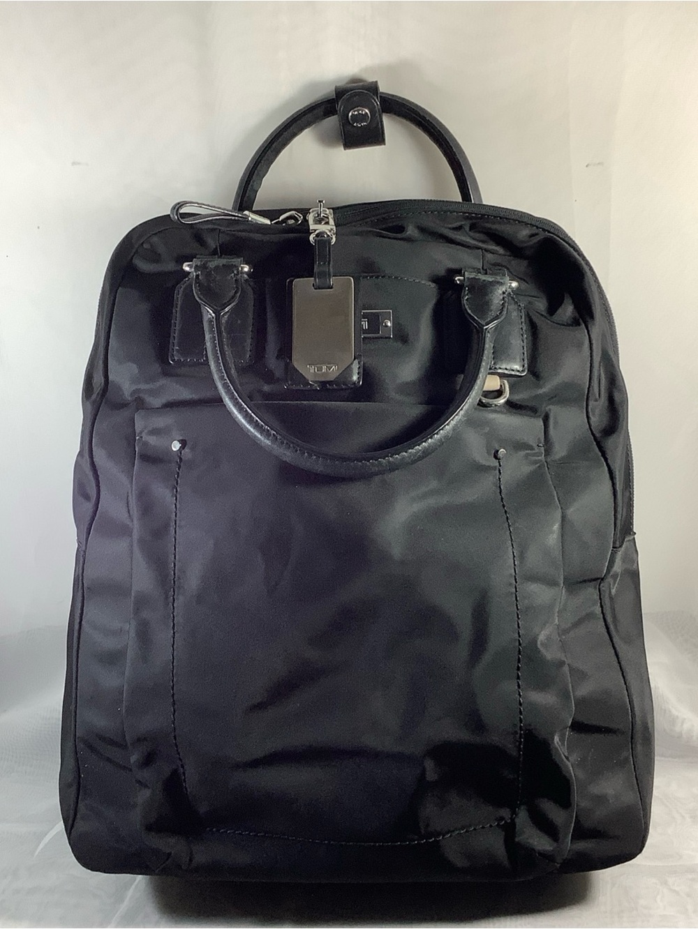 Tumi Voyager Ascot Convertible Laptop Backpack Black Leather & Nylon
